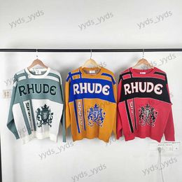 Men's Sweaters Cotton Hoodies White Letter Blue Yellow Red Stripe Black Keep Warm Oversize O-Neck High Quality Coat Men Women Long Sleeve T231122