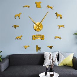 Wall Clocks Greyhound Adoption Whippet Art DIY Giant Clock Home Decor Dog Animal Exclusive Watch259g