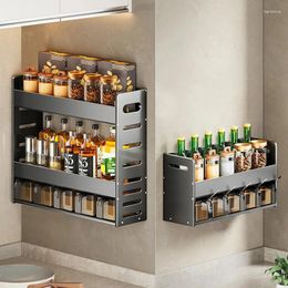 Kitchen Storage Accessories 1/2/3Layers Space Aluminium Spice Rack Seasoning Door Spices Jars Condiments Organiser