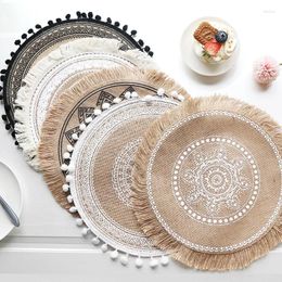 Table Mats Woven Coasters Ins Wind Nordic Placemat Cotton Linen Heat Mat Shooting Props Home Jute Decorative