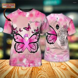 Men's T Shirts Fashion October Pink Personalised Name 3D Printed T-shirt Top Summer Unisex Women's Harajuku Street Apparel