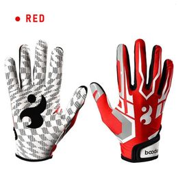 Sports Gloves 1 pair of outdoor rugby gloves all finger non slip silicone baseball American football adjustable wrist strap 231122