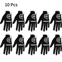 Sports Gloves 10 pcs Golf Black can wear on left and right hand fabric lycra soft breathable Professional gloves Drive Cycling Outdoor 231122