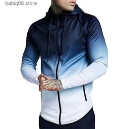 Gym Clothing Mens Hooded Running Jacket Training Fitness Sportswear Hiking Jersey Windproof Coat Outdoor Jogging Jackets Men Tracksuit T230720