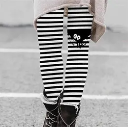 Women's Leggings Women Santa Print Pants High Waist Happy Christmas Party Long Ladies Stripe Xmas Trousers Size S-xxxl