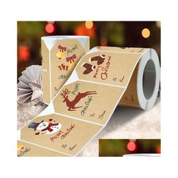 Christmas Gift Tags Labels Self-Adhesive Xmas Tag Stickers 250Pcs Per Roll For Party Holiday Drop Delivery Dhgc1