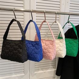 Evening Bags 2023 Love Heart Embroidered Shoulder Quilted Women s Handbags Fashion Solid Colour Tote Large Capacity Underarm Bag 231121