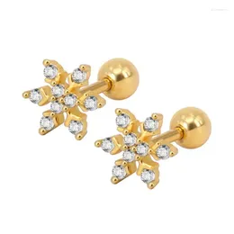 Stud Earrings 316 Stainless Steel Snowflake Zircon Screw Earring Tragus Ear Piercing Body Jewellery