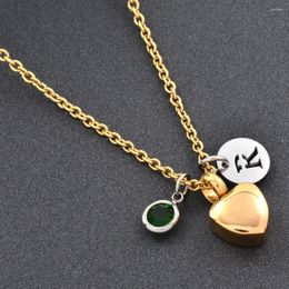 Pendant Necklaces IJD0064 Golden Plating 316L Stainless Steel Small Heart Urn Charm Necklace Hold Ashes Keepsake Cremation Jewellery For DIY