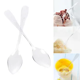 Coffee Scoops 100pcs Disposable Dessert Scoop Sundae Ice Cream Trial Birthdays Cakes Transparent Spoons Tools Accessories