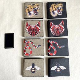 Portafoglio da uomo di design per animali Porta carte di lusso Portafoglio corto in pelle nera Serpente Moda Tiger Bee Donna con confezione regalo Alta qualità