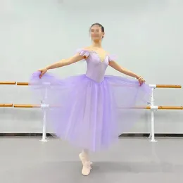 Stage Wear Professional Ballet Long Dress Purple Giselle Romantic Tutu Ballerina Costumes Girls Women Fairy Performance Clothing Kid