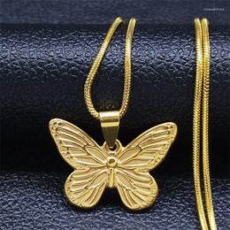 Pendant Necklaces 2023 Stainless Steel Butterfly Choker For Women Dubai Gold Colour Statement Jewellery Colliers NY119S05