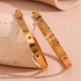 Bangle Ins Stainless Steel Plated 18K Gold Octagonal Star Zircon Bracelet Vintage For Women Girls Fashion Jewellery