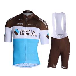 2019 AG2R LA MONDIALE Maglia da ciclismo Maillot Ciclismo Manica corta e pantaloncini con bretelle da ciclismo Kit da ciclismo Cinturino bicicletas O19121703272I