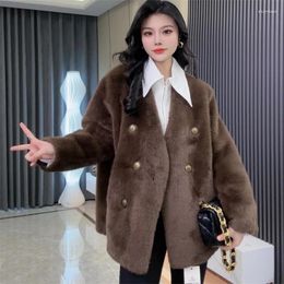 Women's Fur Imitation Mink Coat Autumn And Winter 2023 Jacket White Korean Warm Environmentally Friendly Plush Top For Women Black T