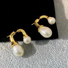 Stud Earrings Front And Back Fashion Metallic Pearl For Women 2023 High Grade Jewellery Earings Wholesale