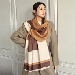 Berets WJ397G77-G78 Design Fashion Imitation Cashmere Women Vintage Double Sided Print Scarf Wild Winter Warm Shawl