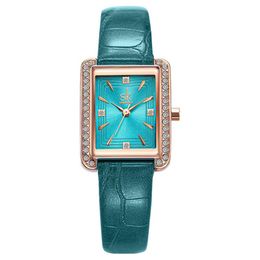 SK Brand Quartz watch cwp Modern Temperament Womens Watches Brilliant Ladies Watches 23 29MM Small Square Dial Diamond Wristwaches324i