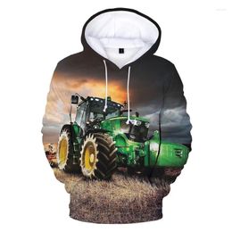 Men's Hoodies 2023 Fashion 3D Tractor Print Hoodie Harajuku Funny Hooded Streetwear Sweatshirts Casual Pullover Car