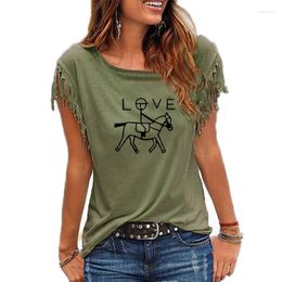 Women's T Shirts 2023 Fashion Wait Horse Riding Print Women Tshirt Girl Equestrian Lover Tops