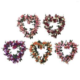 Decorative Flowers Heart-Shaped Rose Wreath Artificial Knocker Wall Hanging Welcome 36cm Front Door