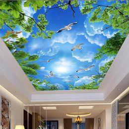 Personalizzato po 3d soffitto murales carta da parati Nuvole bianche 3d soffitto murales carta da parati per pareti 3d256U