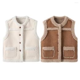 Women's Vests Maillard Wears Brown Lamb Wool Vest For Women In Autumn And Winter Layering Sleeveless Jacket Small People
