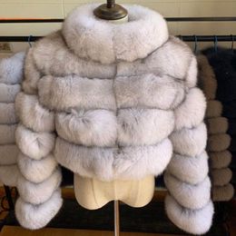 Women's Fur & Faux 2023 Real Coat Women Warm Short Slim Winter Genuine Jacket Fashion Outwear Luxury Natural