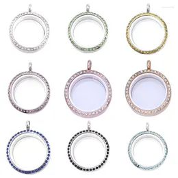 Pendant Necklaces 10Pcs/Lot Stainless Steel Open Glass Memory Picture Locket Jewellery Wholesale Mix Colour Round Living Relicario Colgantes