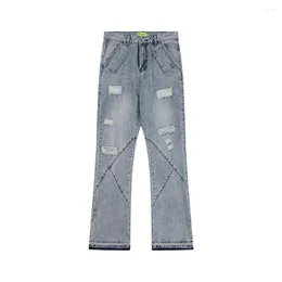 Men's Jeans Frayed Hole Washed Blue Baggy For Men And Women Streetwear Straight Ropa Hombre Pantalones Denim Trousers Oversized