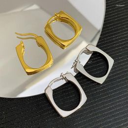 Hoop Earrings 925 Sterling Silver Square Gold For Women Trendy Earring Jewelry Prevent Allergy Party Accessories Gift