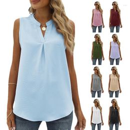 Women's Polos Cross-border Europe And The United States Spring Summer Dress Amazon Pure Colour Chiffon Shirt Loose V Collar Sleevel