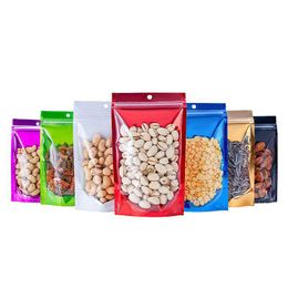 Storage Bags Clear Plastic Colorf Aluminium Mylar Foil Stand Up Bag With Hang Hole Self Seal Tear Notch Reusable Doypack Pouches Lx53 Dhsbr