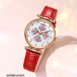 Rosdn Limited Watches Swiss Movement Rosdn Women's Watch Fashion Women's Watch Simple Swan Steel Band Waterproof Women's Watch 3797 Red HBFM