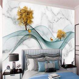3d Wallpaper Mural Golden Tree Simple Paper Umbrella Living Room Bedroom TV Background Wall Wallpapers white blue wall papers242Q
