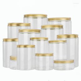 Storage Bottles 10pcs/lot Plastic Jar Bottle For Food Candy Cookie Tube PET Gold Aluminium Lids