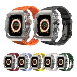 AP Mod Kit Premium Titanium Alloy Case for Apple Watch Series 9 8 7 6 5 4 SE Ultra Fluororubber Butterfly Buckle Band