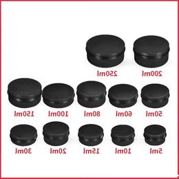 Matte Black Aluminum Containers Cosmetic Jars Tin for Lip Balm Cream Cosmetic Tea or Tobacco 5ml - 250ml Jpaqu