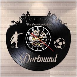 Wall Clocks Dortmund City Skyline Clock German States Football Stadium Fans Cellebration Art Vinyl Record Y200109 Drop Delivery Home G Dh5Ig