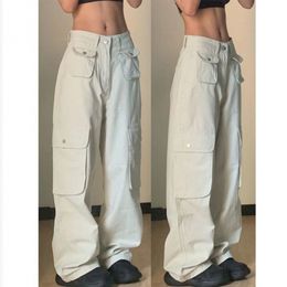 Women's Jeans Retro Sand color worker trousers denim fashion female sexy low waist loose retro street hip hop 230422