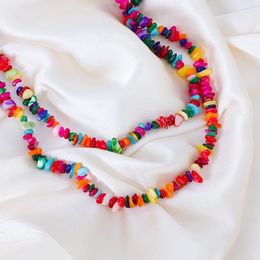 Chains Bohemian Beach Summer Colorful Stone Beaded Necklace Female Simple Personality Clavicle Chain