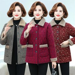 Women's Trench Coats Winter Cotton-Padded Jacket 40 To 80 Year Old Grandma Coat Thick Velvet Warm Middle Aged Mother Parkas Plus Size XL-5XL