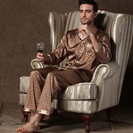 Mens Sleepwear Stain Silk Pajama Sets Pajamas Men Printed Nightgown Home Male Satin Soft Cozy Sleeping 231122