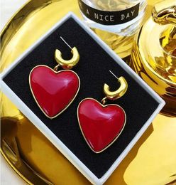 Dangle Earrings Vintage Red Black Metal Enamel Love Heart Earring Fashion Romantic Gothic Pendant Hip Hop Drop Women Girl