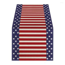 Table Cloth 4th Of July Patriotic Memorial Day Runner 13x71 Inch Red Blue White Strips Stars Independence Dining Decor