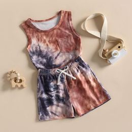 Clothing Sets 6M-4Y Toddler Baby Boys Summer Outfit Casual Sleeveless O Neck Vest Tank Tops Tie Dye Print Shorts 2pcs Clothes Suit