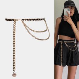 Belts MYMC Metal Waist Chain Leather Belt For Dress Skirt Luxury Woman Girls WaistBands Gold Silver Decorative Quality