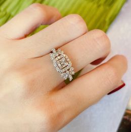 Sweet Flower AAAAA Cz Finger Ring White Gold Filled Party Wedding band Rings for Women Bridal Promise Engagement Jewellery