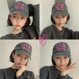 Ball Caps Letter Solid Colour Baseball Cap Washed Distressed Fashion Hat Ladies Men's Pure Cotton Outdoor Sun Casual